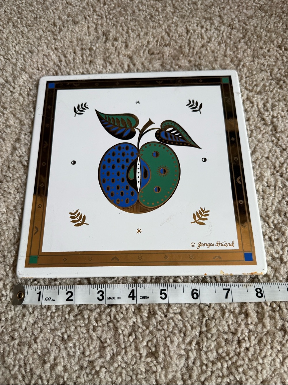 Vintage Georges Briard metal tile - Fruit with Gold Trim